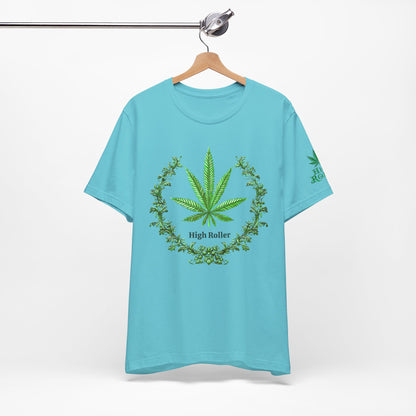 Cannabis Crest Wreath Tee - Botanical Elegance Art Design | High Roller