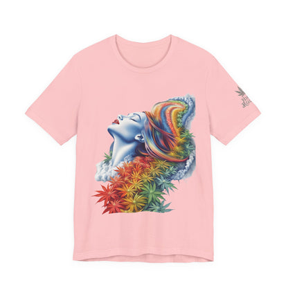 Rainbow Bloom Tee - Premium Airlume Cotton Cannabis Culture Spectrum Goddess Art