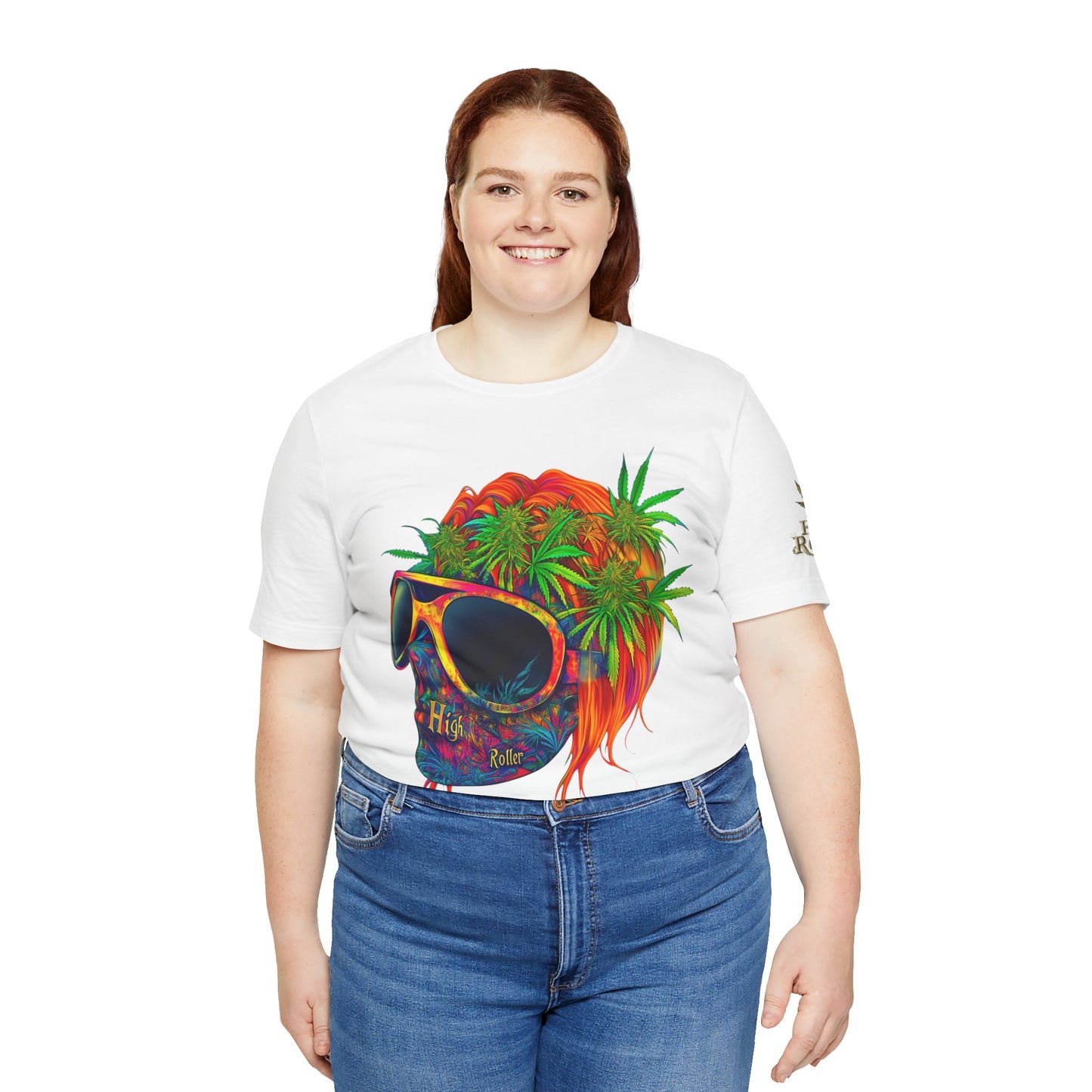 Tropical Cannabis Skull Tee - Paradise Vibes Art Design | High Roller