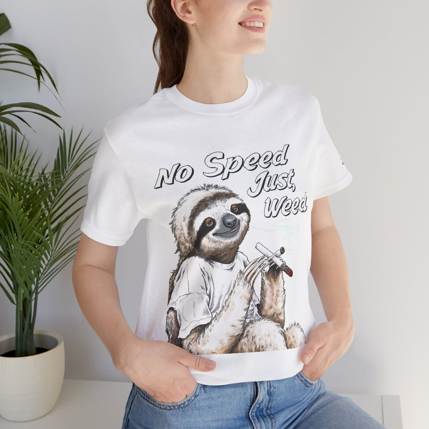 Slow Motion Tee - Premium Airlume Cotton Cannabis Culture Sloth Humor Art