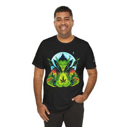 Mystic Dragon Guardian Cannabis Meditation T-Shirt - Premium Psychedelic 420 Apparel