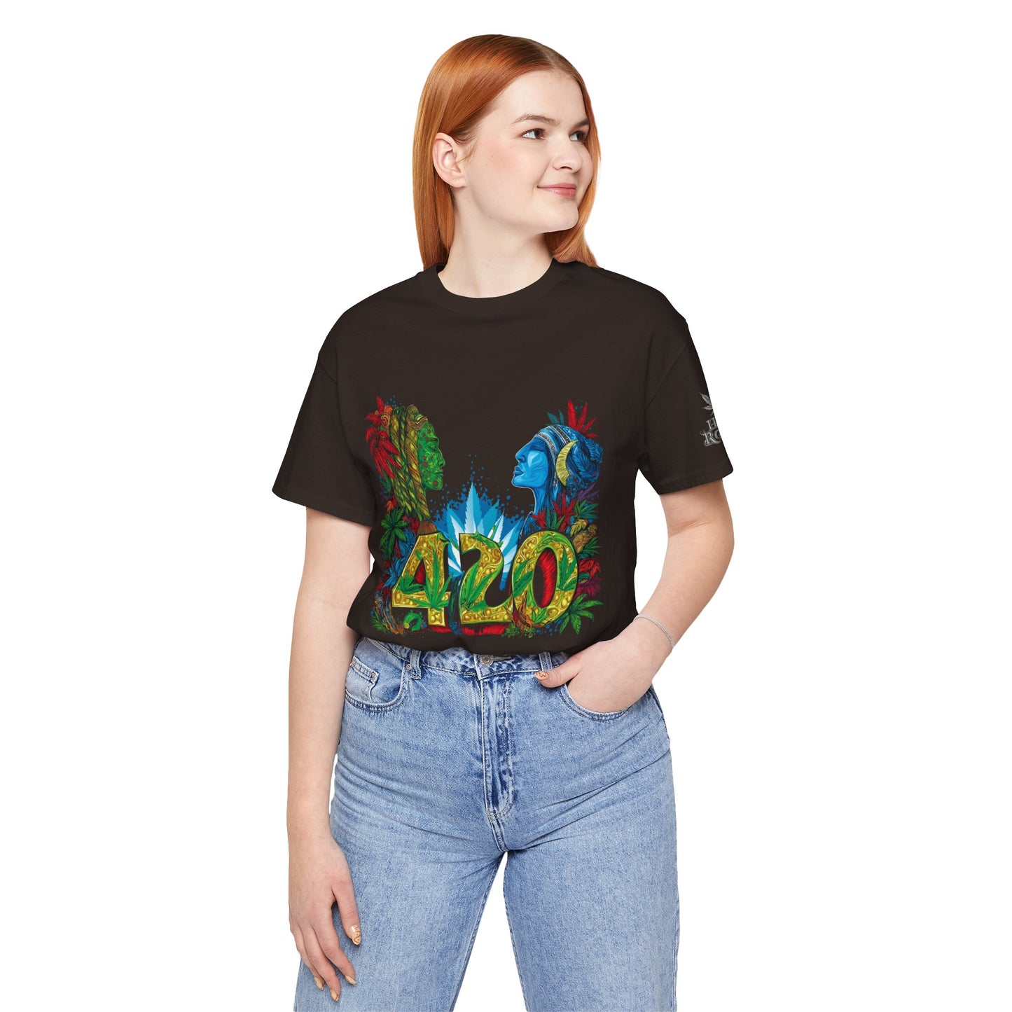 420 Celebration Premium Cannabis Culture T-Shirt - Dual Profile Art With Nature Elements And Bold 420 Typography