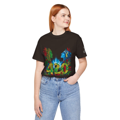 420 Celebration Premium Cannabis Culture T-Shirt - Dual Profile Art With Nature Elements And Bold 420 Typography
