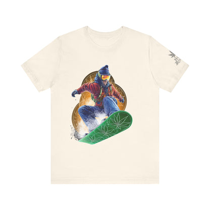 High Roller Snowboard Cannabis T-Shirt - Premium 420 Winter Sports Action Shred Mountain Lifestyle Apparel