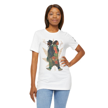 High Roller Back to Back Cannabis T-Shirt - Premium 420 Hip-Hop Duo Golden Leaf Street Culture Partnership Unity Apparel