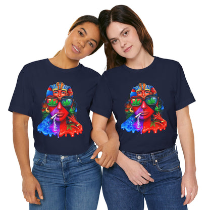 Pharaoh Vision Premium Cannabis Culture T-Shirt - Ancient Egyptian Royalty With Modern Cannabis Celebration And Psychedelic Split-Face Art