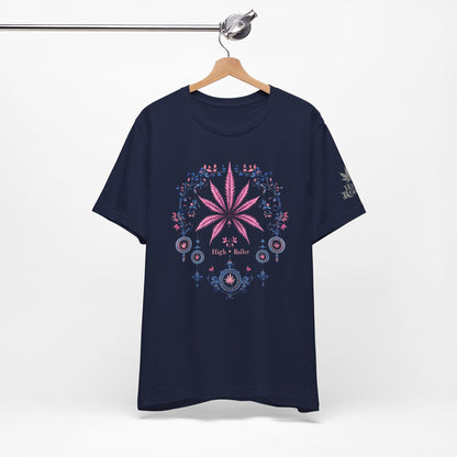 Bohemian Cannabis Mandala Tee - Floral Folk Art Design | High Roller
