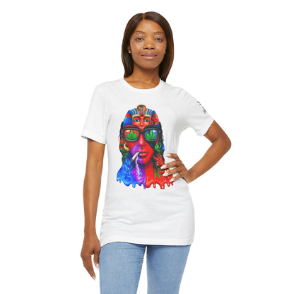 Pharaoh Vision Premium Cannabis Culture T-Shirt - Ancient Egyptian Royalty With Modern Cannabis Celebration And Psychedelic Split-Face Art