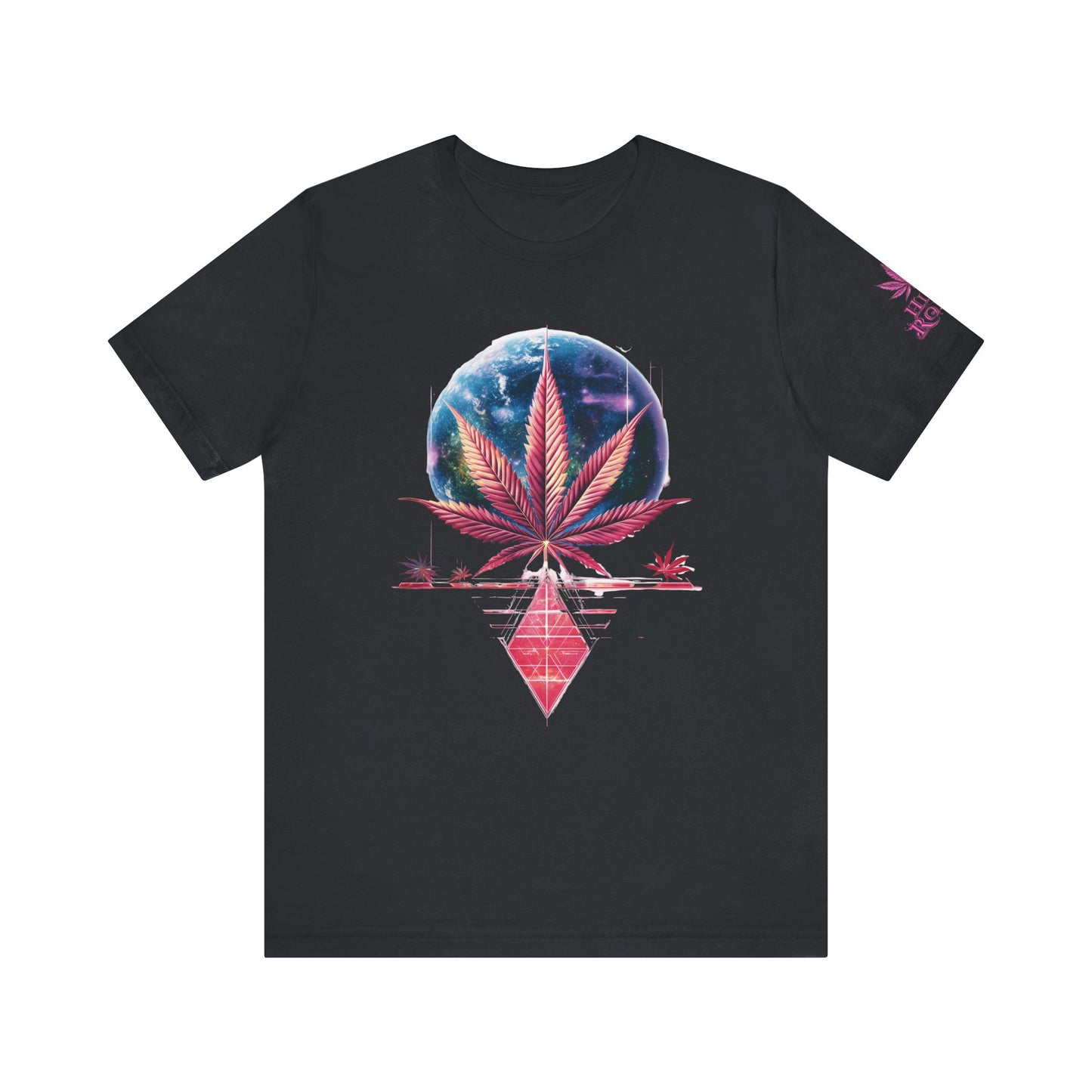 Cosmic Paradise Tee - Premium Airlume Cotton Cannabis Culture Vaporwave Tropical Art