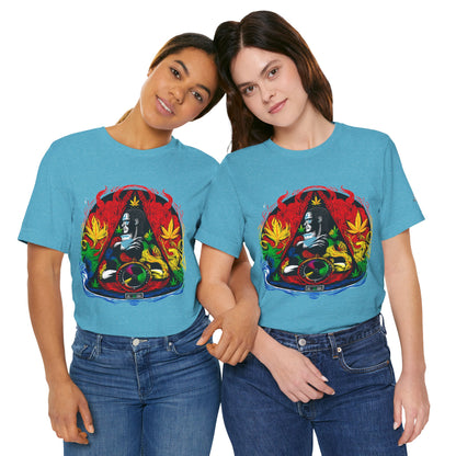 High Roller Sacred Buddha Cannabis T-Shirt - Premium 420 Spiritual Meditation Enlightenment Botanical Artistry Apparel