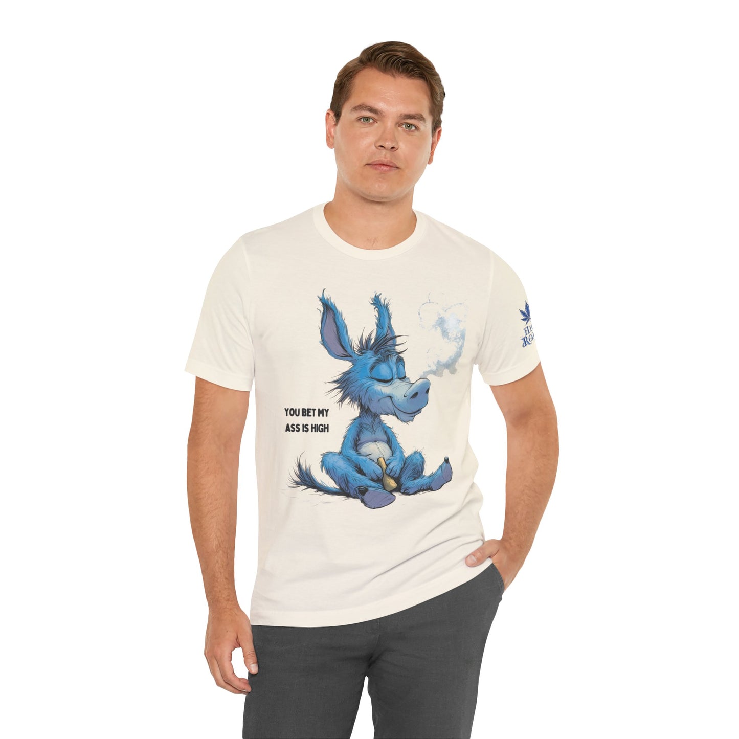 Blue Donkey Tee - Premium Airlume Cotton Cannabis Culture Humor Cartoon Art