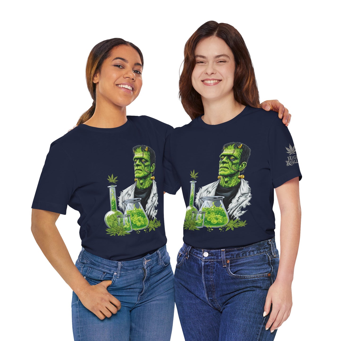Frankenstein's Laboratory HIGH ROLLER Halloween Cannabis T-Shirt - Premium Monster Scientist 420 Experiment Apparel