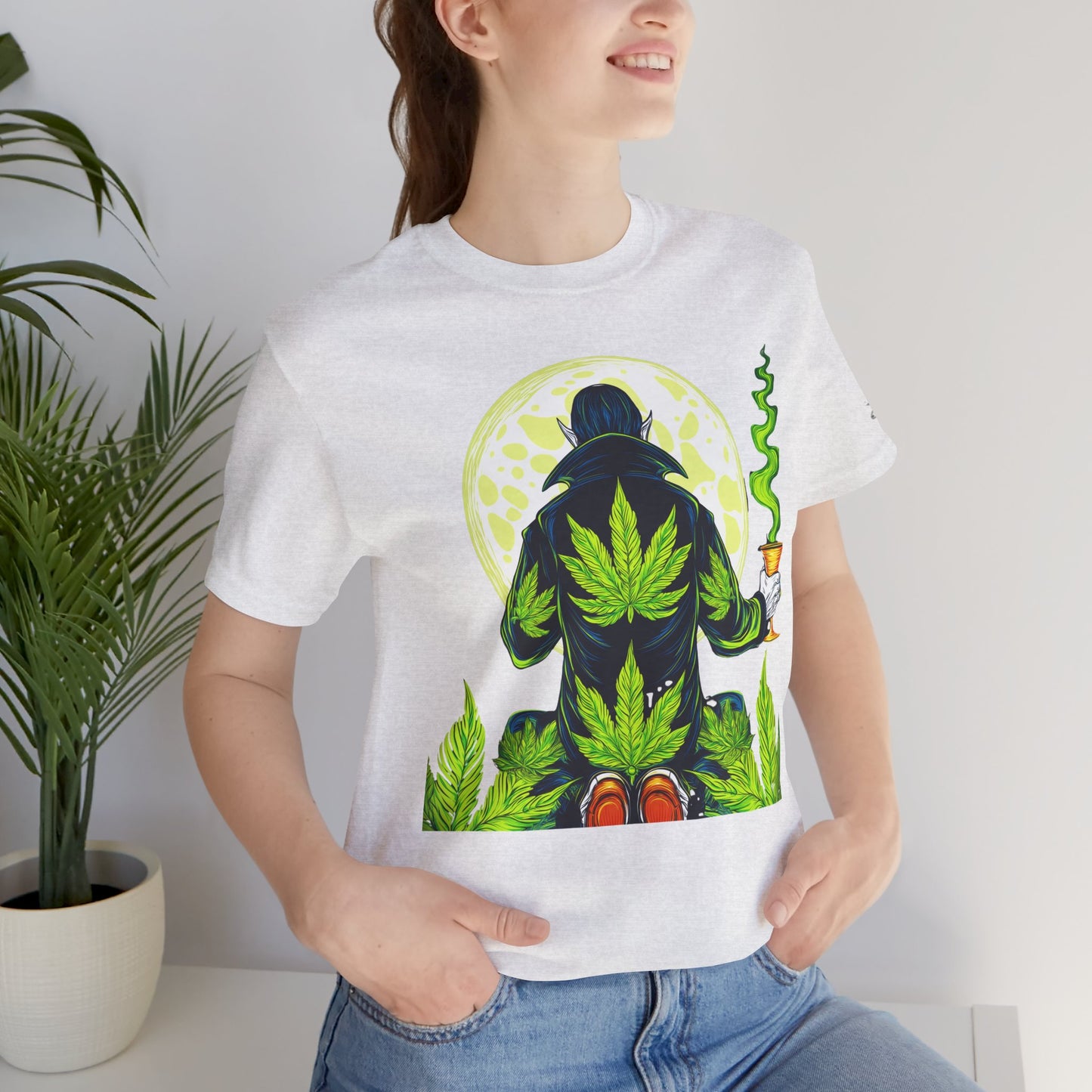Luxury Gothic Cannabis Vampire T-Shirt - Premium Dark HIGH ROLLER Streetwear - Elevated Nocturnal 420 Fashion