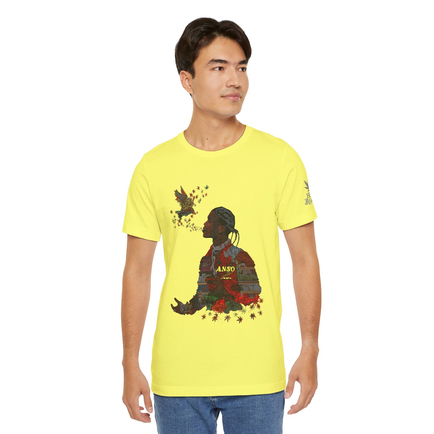 High Roller ANSO Freedom Eagle Cannabis T-Shirt - Premium 420 Artistic Double Exposure Urban Culture Liberation Apparel