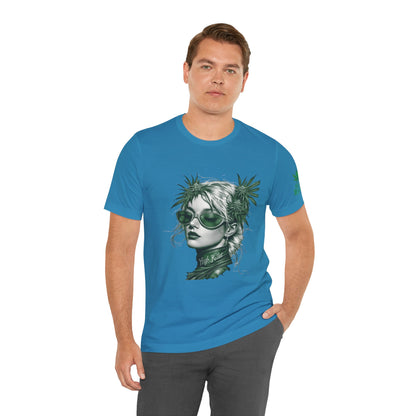 Green Queen T-Shirt - Premium Airlume Cotton Cannabis Crown Portrait Art Tee