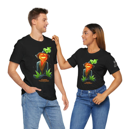 Victorian Pumpkin Gentleman HIGH ROLLER Halloween Cannabis T-Shirt - Premium Jack-o'-Lantern Aristocrat Meditation 420 Apparel