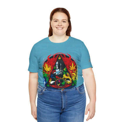 High Roller Sacred Buddha Cannabis T-Shirt - Premium 420 Spiritual Meditation Enlightenment Botanical Artistry Apparel