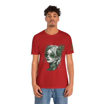 Green Queen T-Shirt - Premium Airlume Cotton Cannabis Crown Portrait Art Tee