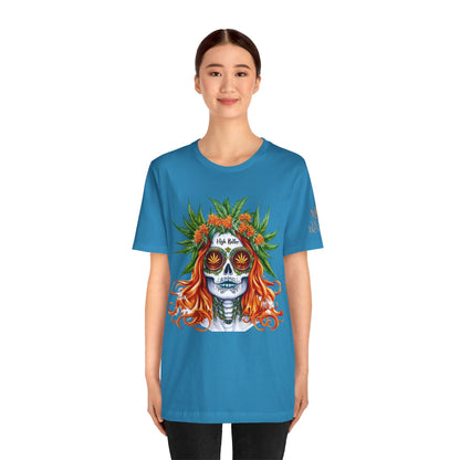 Sugar Skull Goddess Tee - Premium Airlume Cotton Cannabis Culture Day of Dead Art
