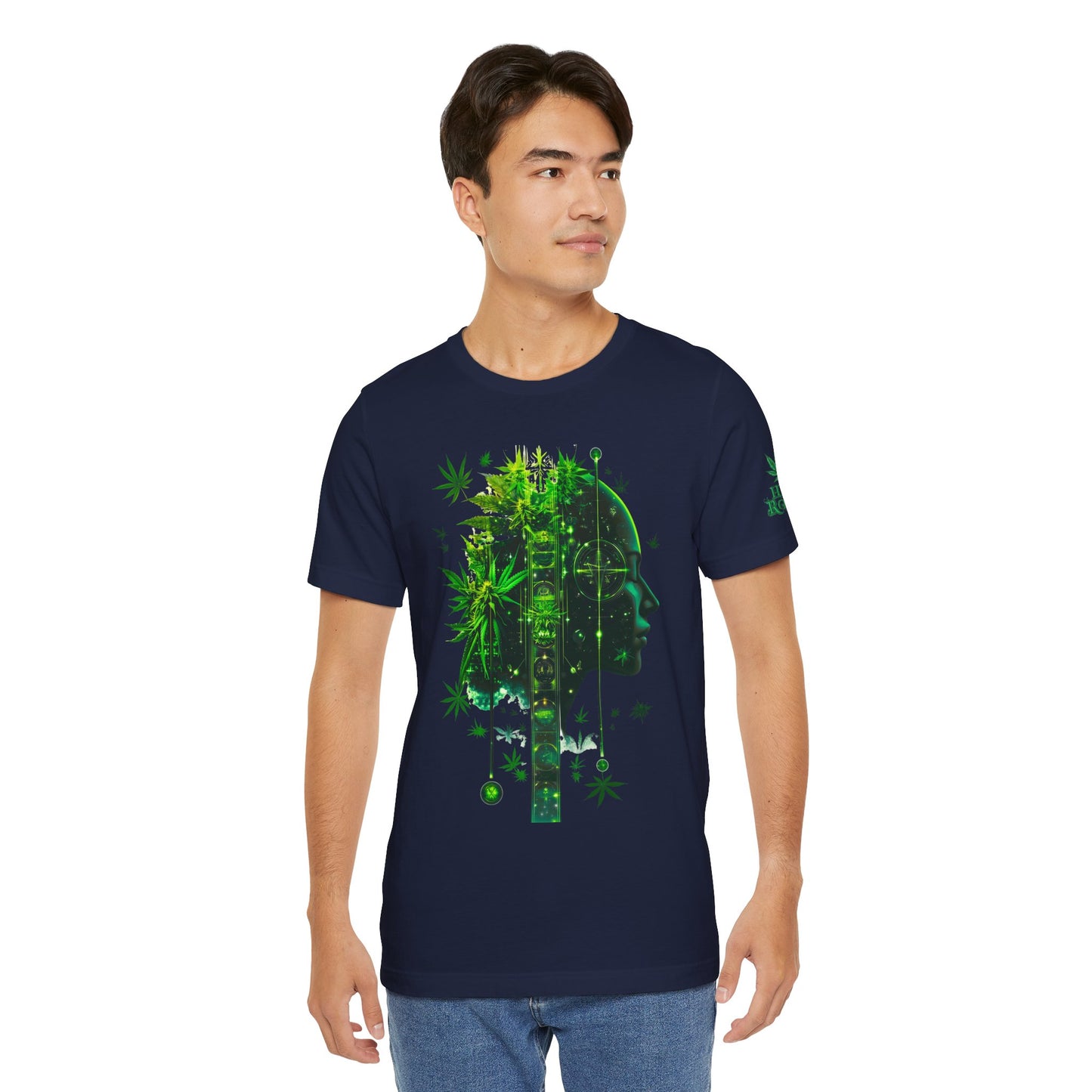 Digital Mind Tee - Premium Airlume Cotton Cannabis Culture Tech Art Matrix Design