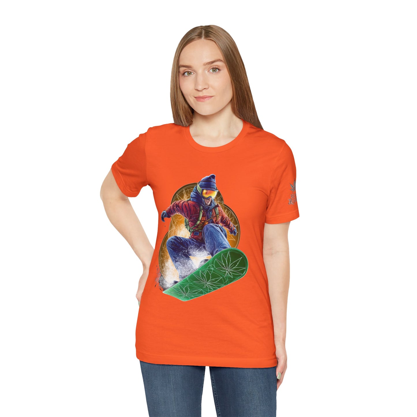 High Roller Snowboard Cannabis T-Shirt - Premium 420 Winter Sports Action Shred Mountain Lifestyle Apparel