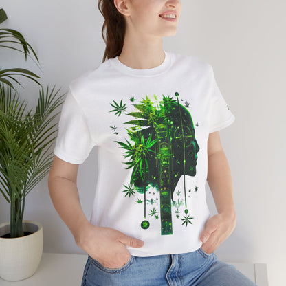 Digital Mind Tee - Premium Airlume Cotton Cannabis Culture Tech Art Matrix Design