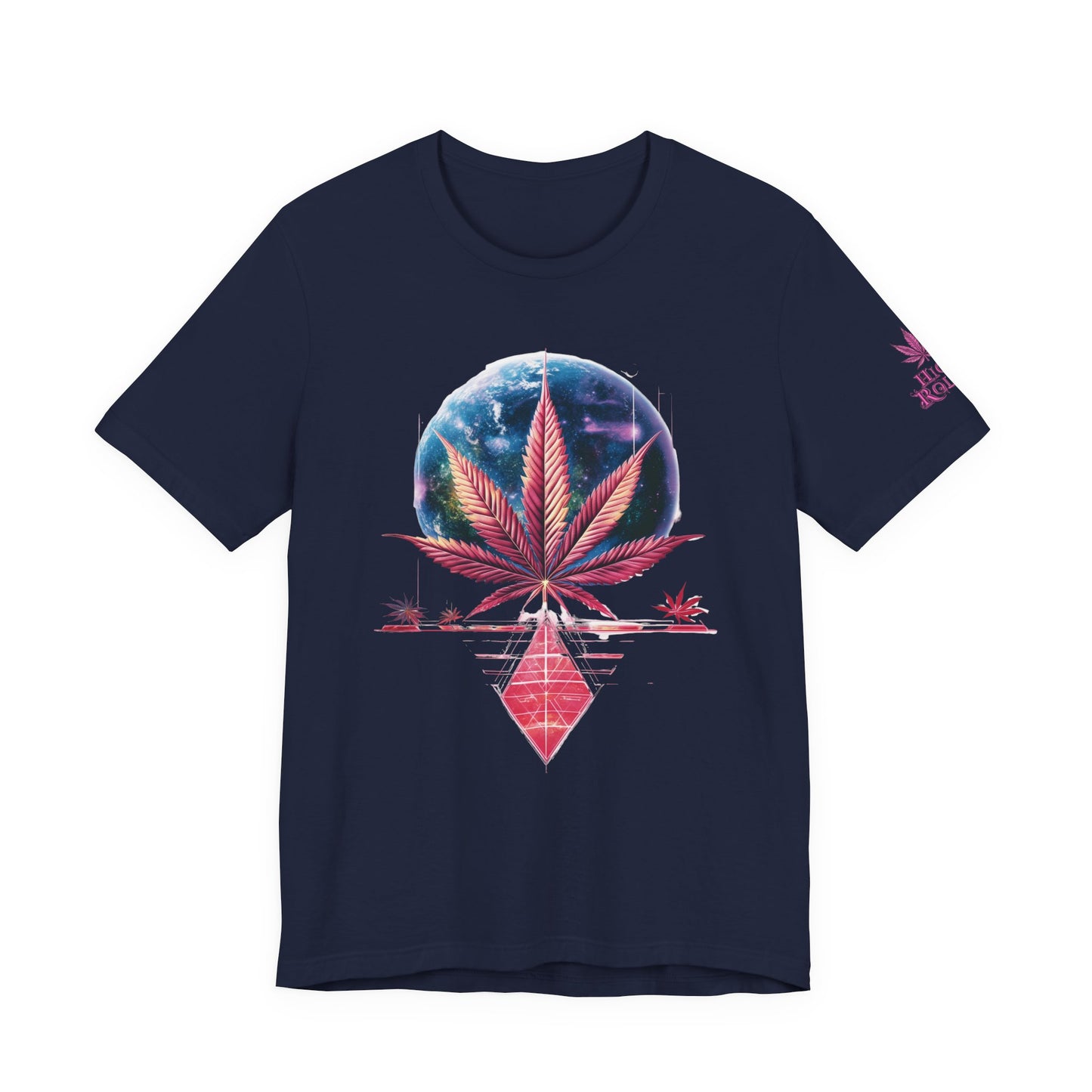 Cosmic Paradise Tee - Premium Airlume Cotton Cannabis Culture Vaporwave Tropical Art