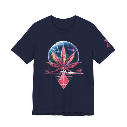 Cosmic Paradise Tee - Premium Airlume Cotton Cannabis Culture Vaporwave Tropical Art
