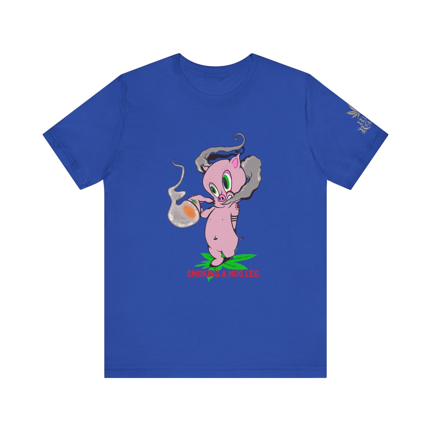 Smoking Hog Leg Pink Pig Tee - Premium Airlume Cotton Cannabis Culture Art