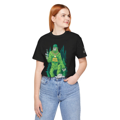 Bigfoot HIGH ROLLER Halloween Cannabis Forest T-Shirt - Premium Sasquatch Lifestyle Legend 420 Apparel