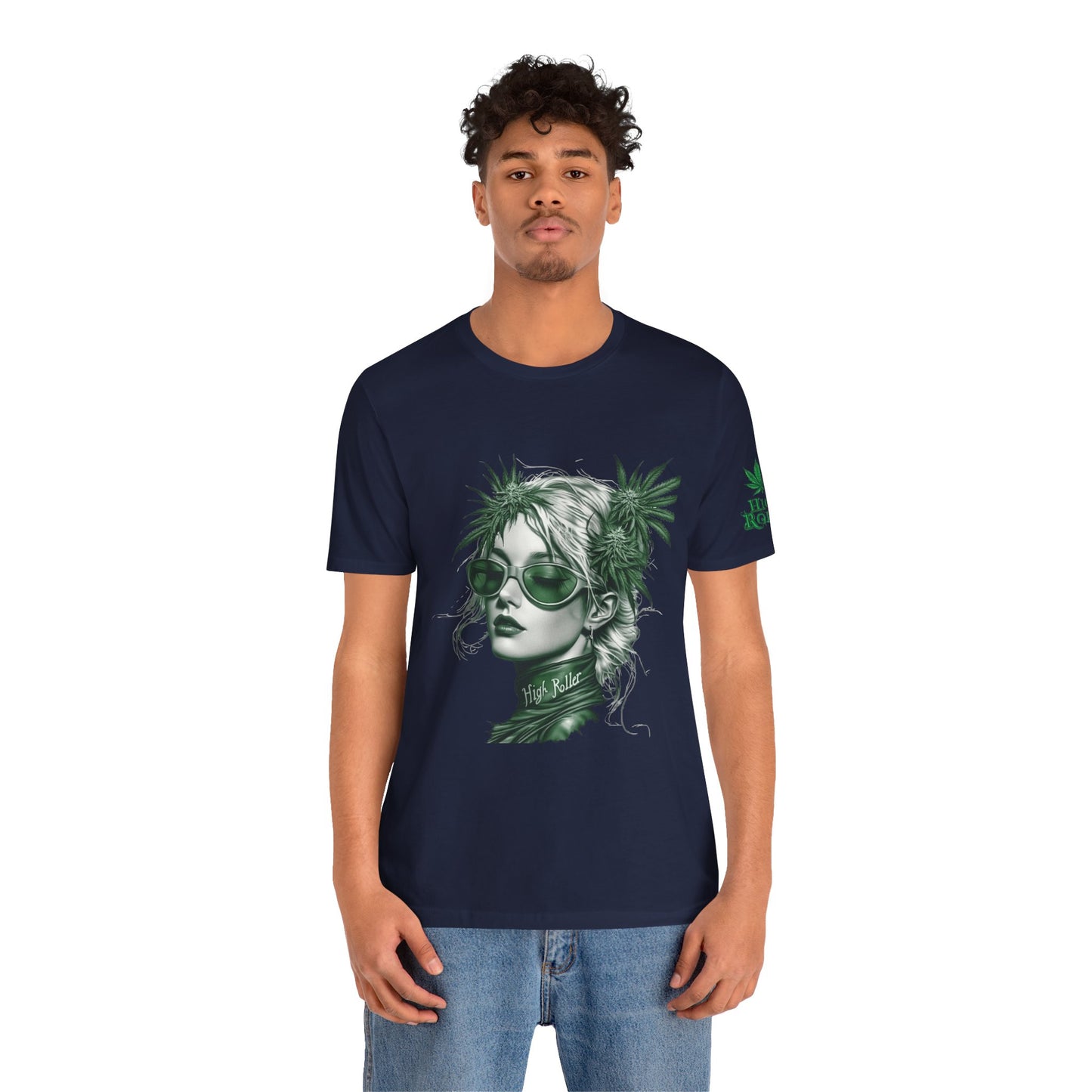 Green Queen T-Shirt - Premium Airlume Cotton Cannabis Crown Portrait Art Tee