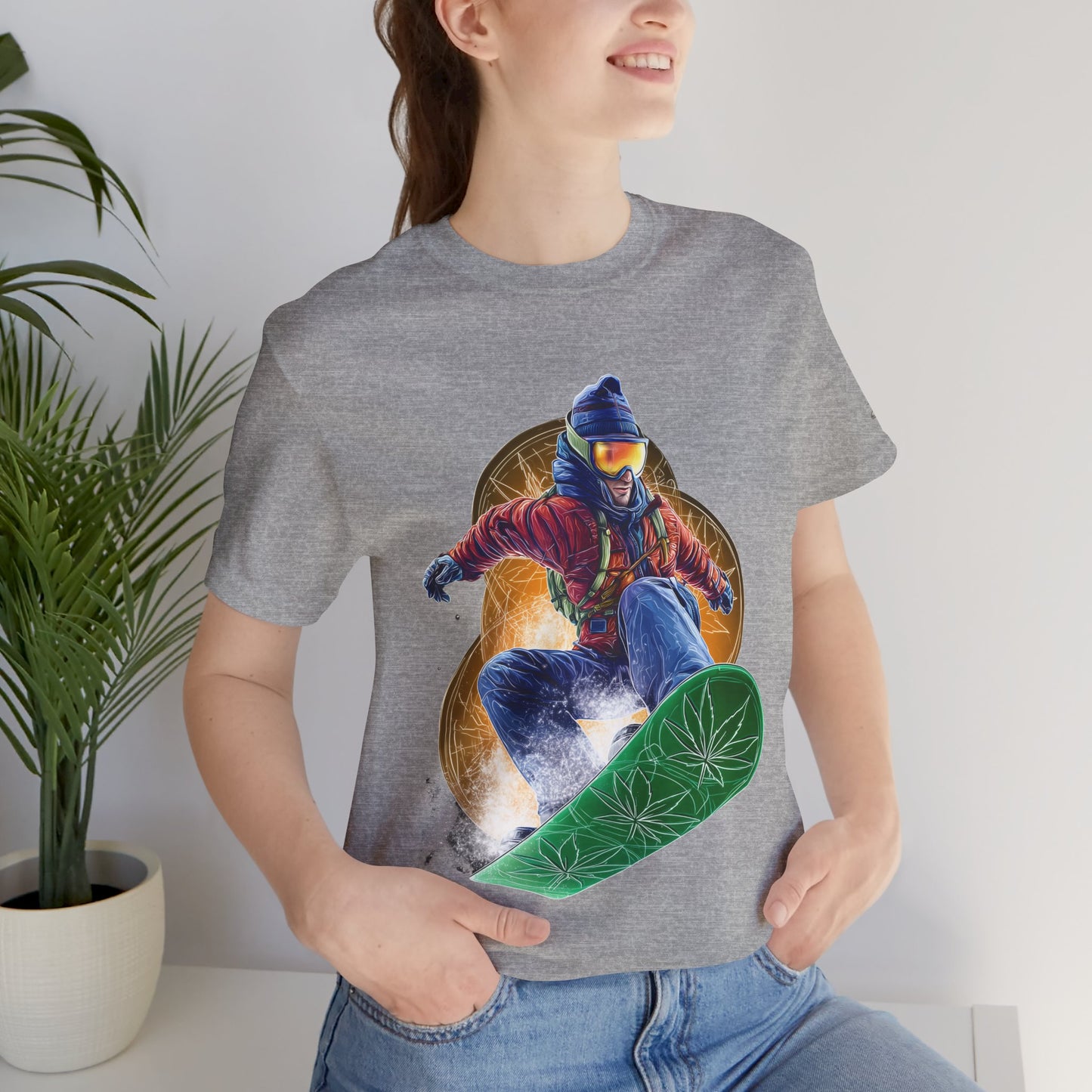 High Roller Snowboard Cannabis T-Shirt - Premium 420 Winter Sports Action Shred Mountain Lifestyle Apparel