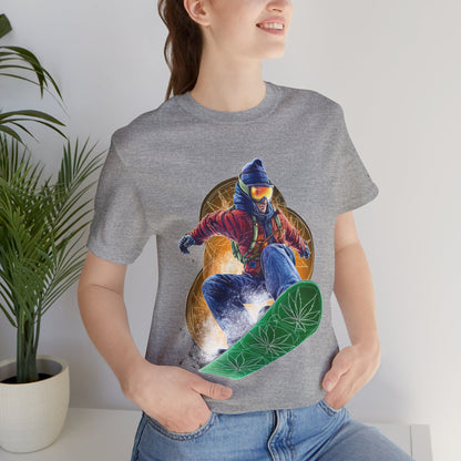High Roller Snowboard Cannabis T-Shirt - Premium 420 Winter Sports Action Shred Mountain Lifestyle Apparel