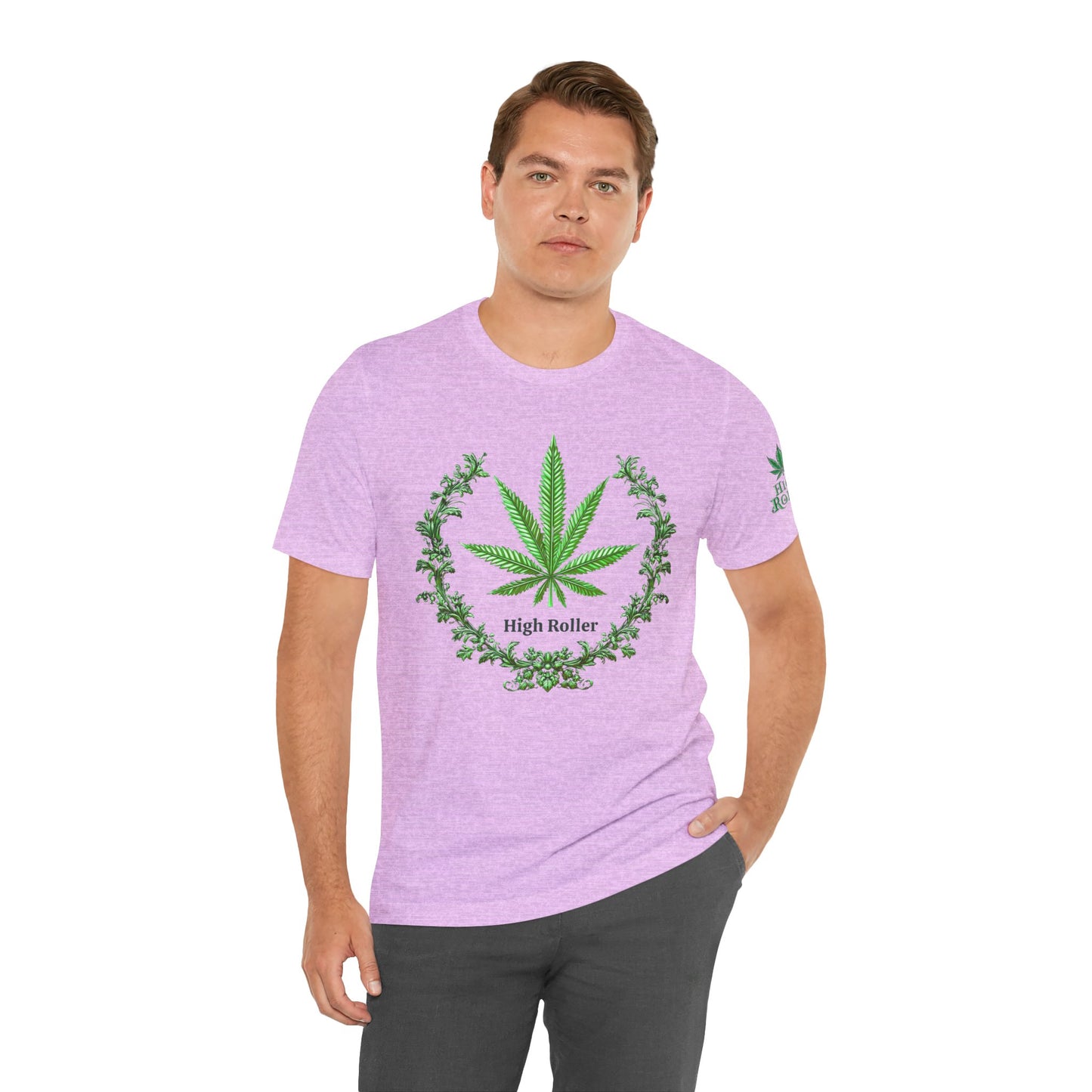 Cannabis Crest Wreath Tee - Botanical Elegance Art Design | High Roller
