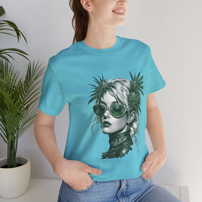 Green Queen T-Shirt - Premium Airlume Cotton Cannabis Crown Portrait Art Tee