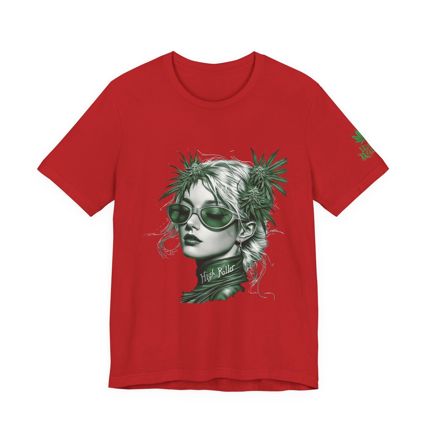 Green Queen T-Shirt - Premium Airlume Cotton Cannabis Crown Portrait Art Tee