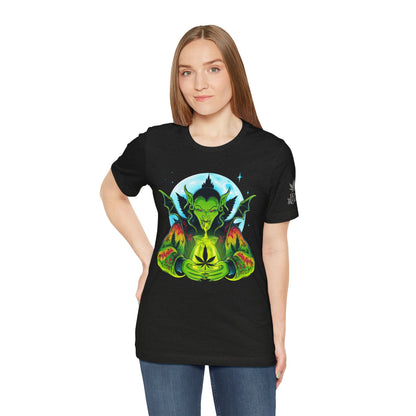 Mystic Dragon Guardian Cannabis Meditation T-Shirt - Premium Psychedelic 420 Apparel
