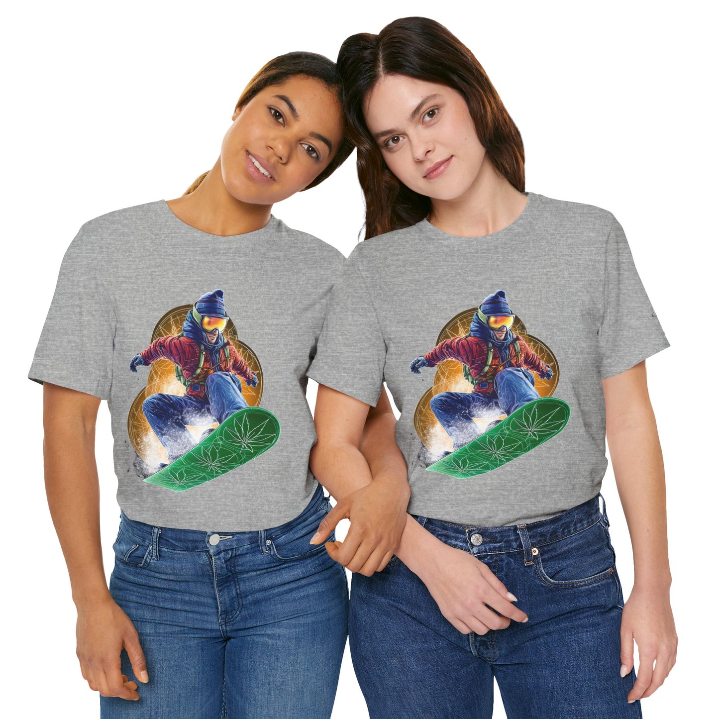 High Roller Snowboard Cannabis T-Shirt - Premium 420 Winter Sports Action Shred Mountain Lifestyle Apparel