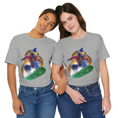 High Roller Snowboard Cannabis T-Shirt - Premium 420 Winter Sports Action Shred Mountain Lifestyle Apparel