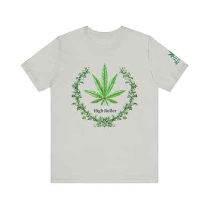Cannabis Crest Wreath Tee - Botanical Elegance Art Design | High Roller