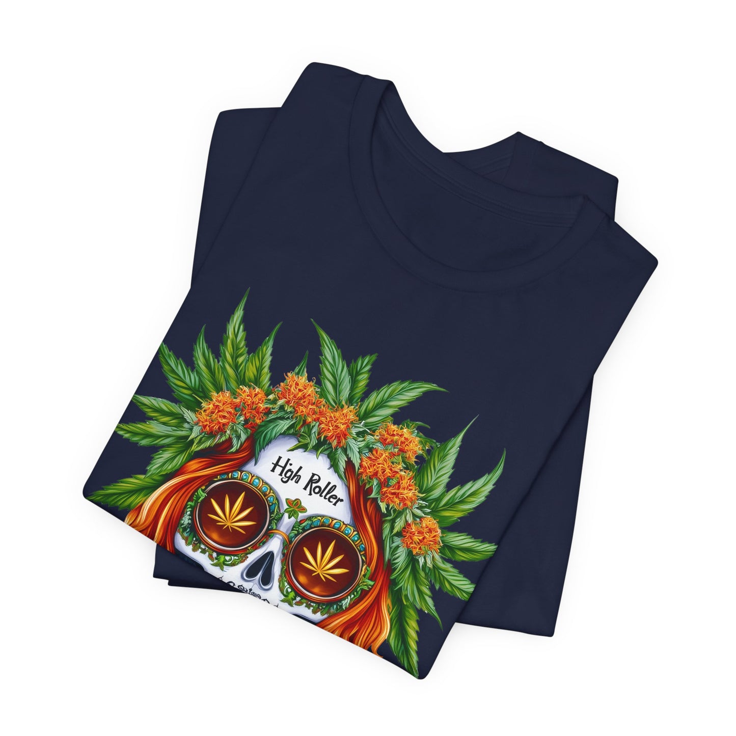 Sugar Skull Cannabis Tee - Day of Dead Art Design | High Roller