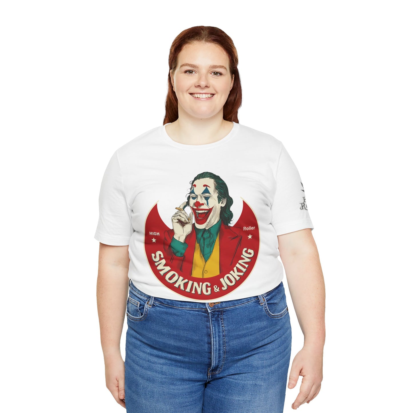 High Roller Villain T-Shirt - Premium Airlume Cotton Cannabis Joker Badge Art Tee