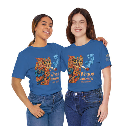 Whoos Smoking Owl Tee - Wise Cannabis Art Design | High Roller