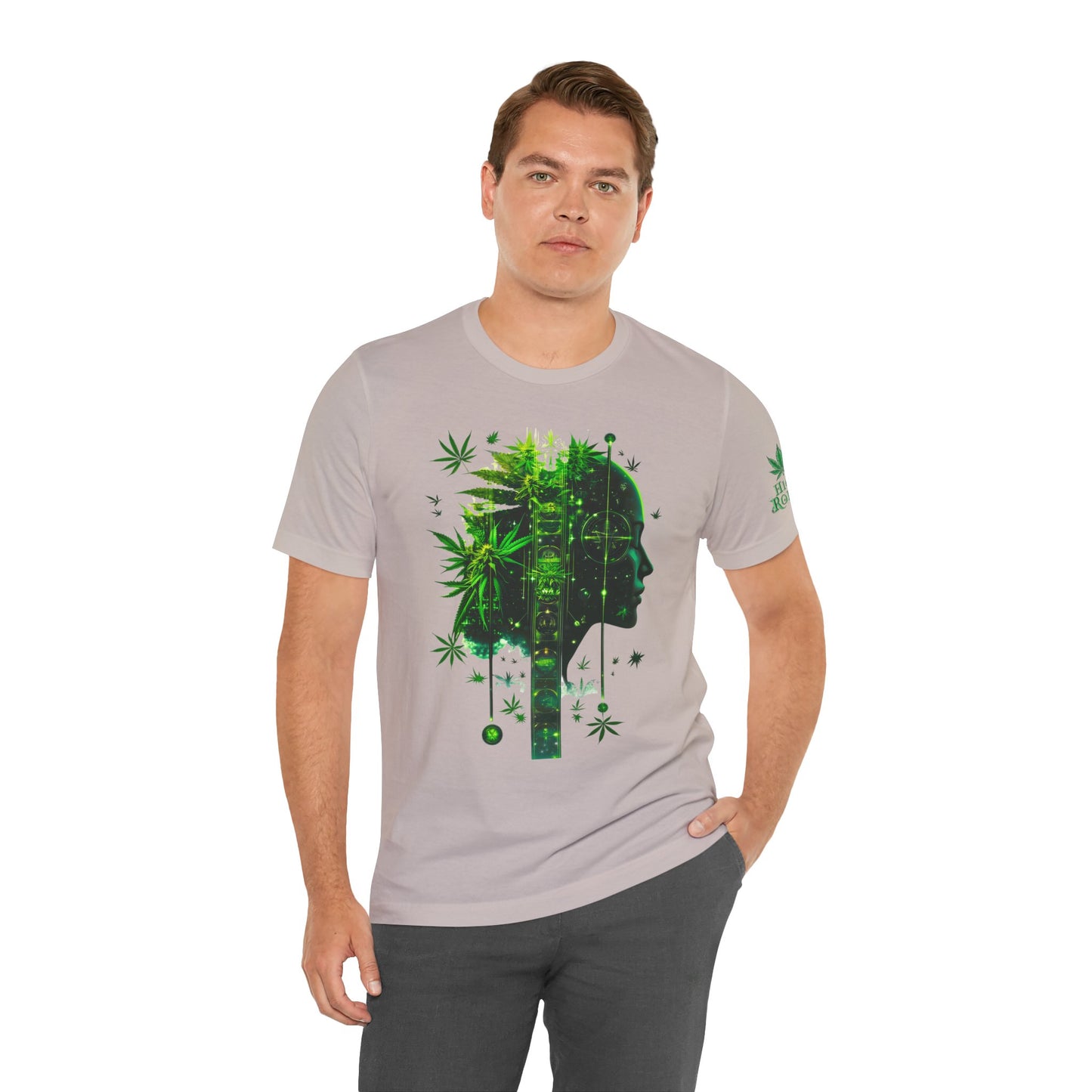 Digital Mind Tee - Premium Airlume Cotton Cannabis Culture Tech Art Matrix Design