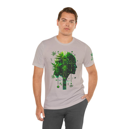 Digital Mind Tee - Premium Airlume Cotton Cannabis Culture Tech Art Matrix Design