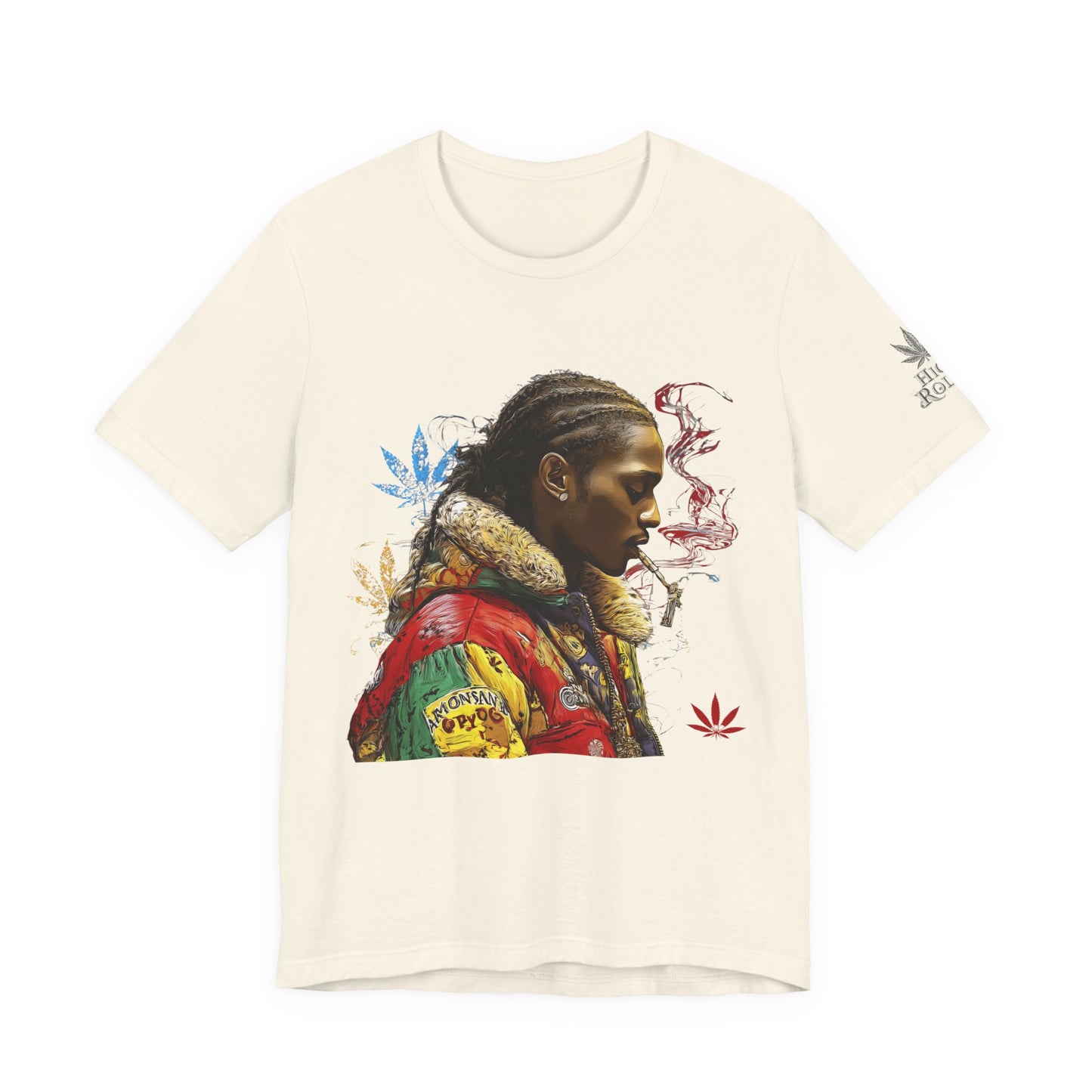 High Roller Profile Smoke Art Cannabis T-Shirt - Premium 420 Hip-Hop Portrait Street Culture Elevated Lifestyle Apparel