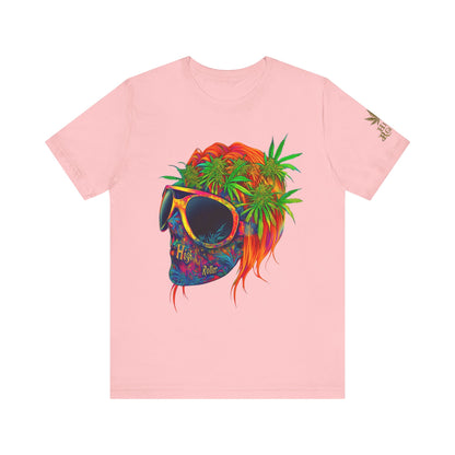 Tropical Cannabis Skull Tee - Paradise Vibes Art Design | High Roller