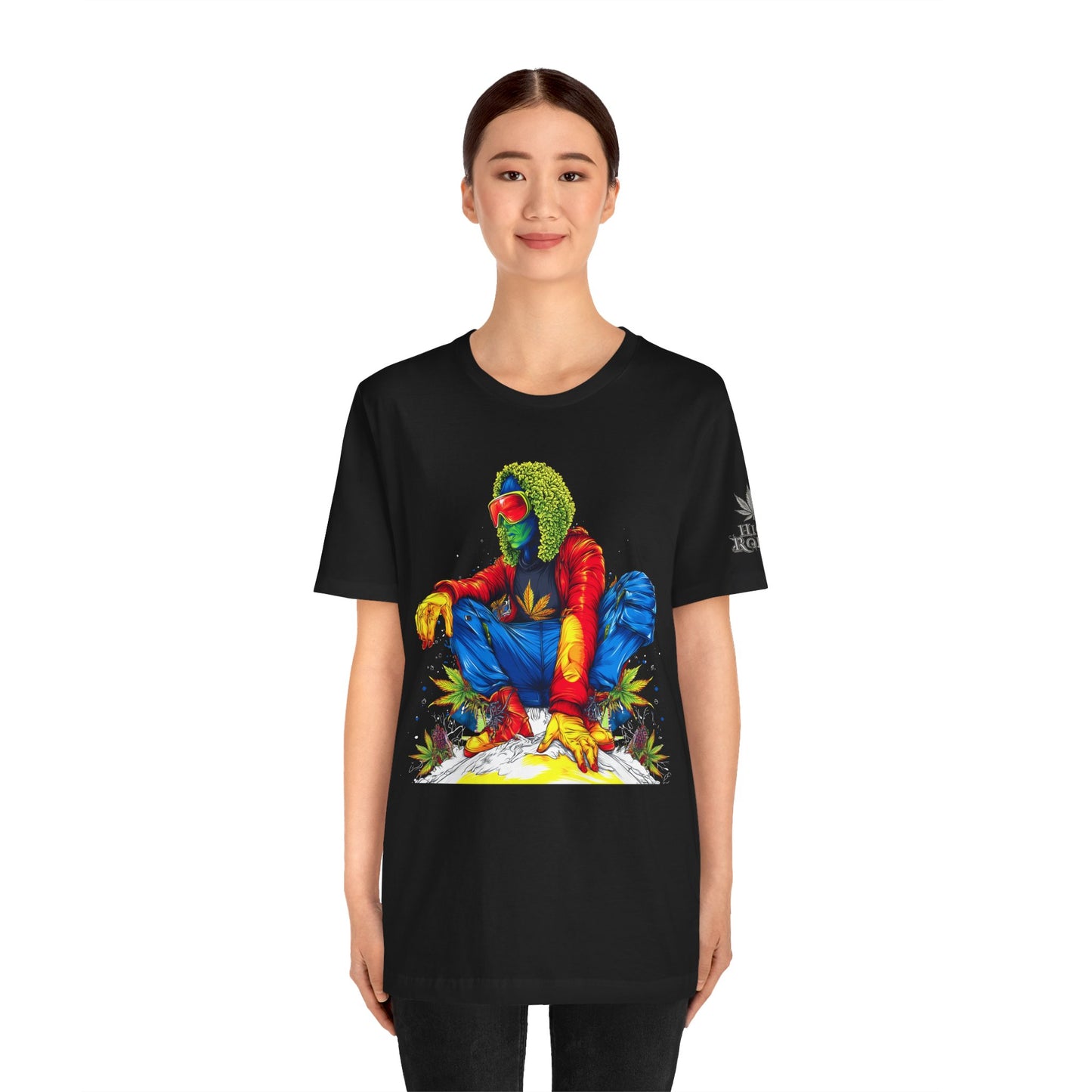 High Roller Rainbow Squat Cannabis T-Shirt - Premium 420 Psychedelic Street Art Colorful Lifestyle Statement Apparel"