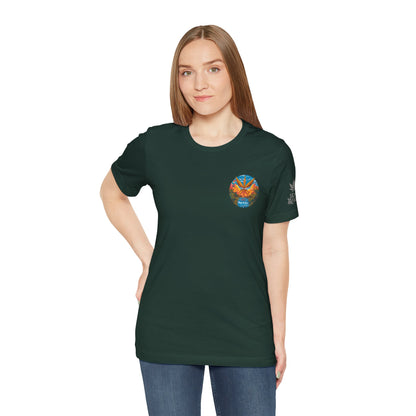 Cannabis Paradise Circle Tee - Tropical Sunset Art Design | High Roller