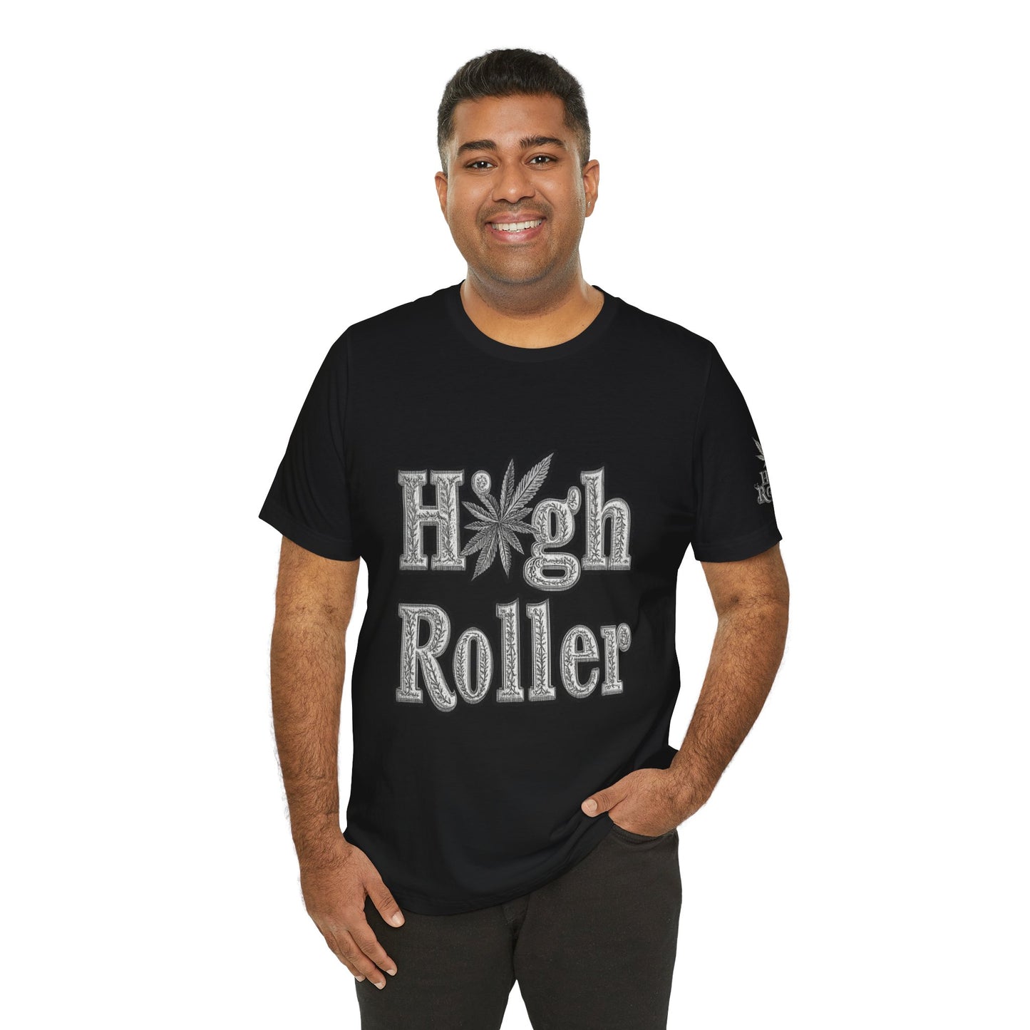 High Roller Classic Tee - Premium Airlume Cotton Cannabis Culture Ornate Typography Art